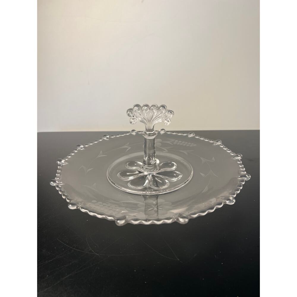 Paden City Glass Tidbit Sandwich glass Tray with center handle